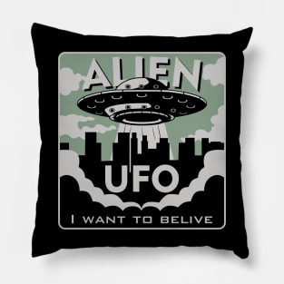 Alien Vintage Poster Pillow