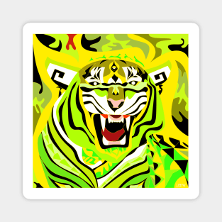 yellow bright tiger of bengal in china horoscope art Magnet