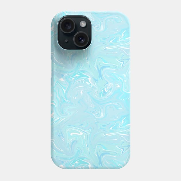 Pastel Blue Silk Marble - Digital Liquid Paint Phone Case by GenAumonier