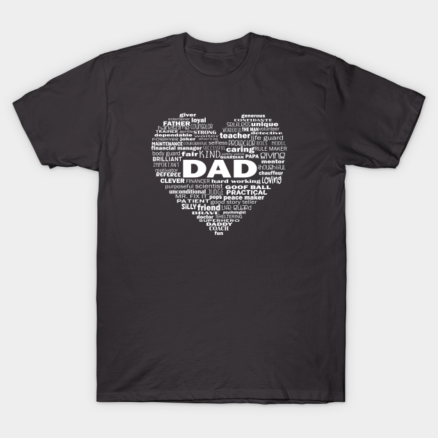 Dad Heart Word Cloud - White - Dad - T-Shirt