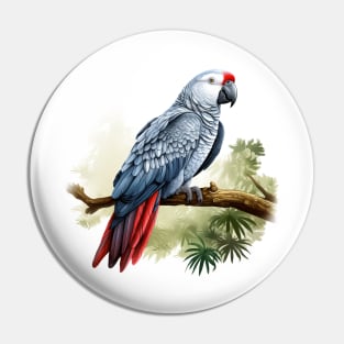 African Grey Parrot Pin