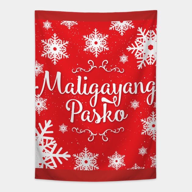 Maligayang Pasko v2 Red Series Tapestry by Design_Lawrence