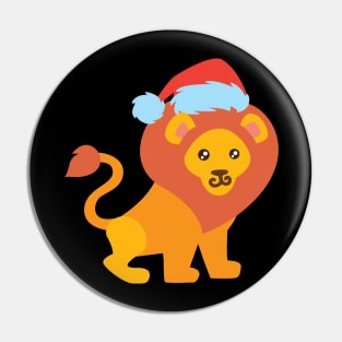 Lion with santa hat 01 Pin