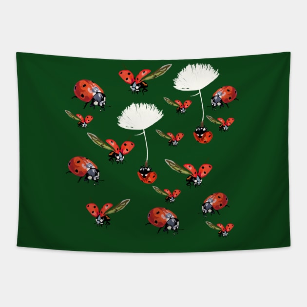 Ladybugs Flight Tapestry by Manitarka