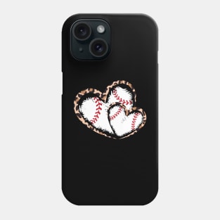 Twin hearts baseball, Couple heart, couple lovers, leopard Phone Case