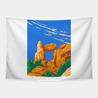 Balanced Rock near Big Bend National Park Texas USA WPA Poster Art Tapestry