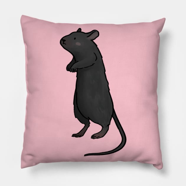 Cute black mouse Pillow by ballooonfish