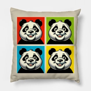 Pop Cheerful Panda - Funny Panda Art Pillow