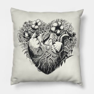 Foliage Heart Drawing Illustration Pillow