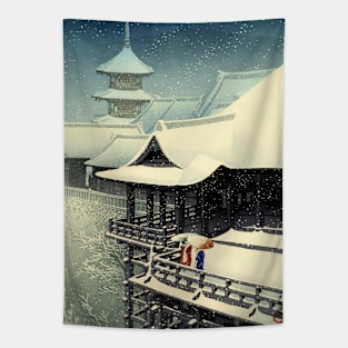 Japanese Spring Snow - Vintage Japanese Art Tapestry