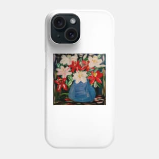 Some abstract  carnations flowers in a vase Phone Case