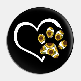 Pawz Sunflower Shirt - Heart Sunflower Dog Paw Gift Pin