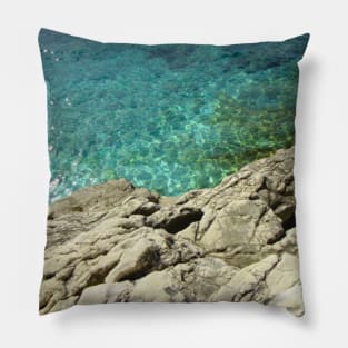 Gorgeous rocky Croatian beach, nature photography Pillow