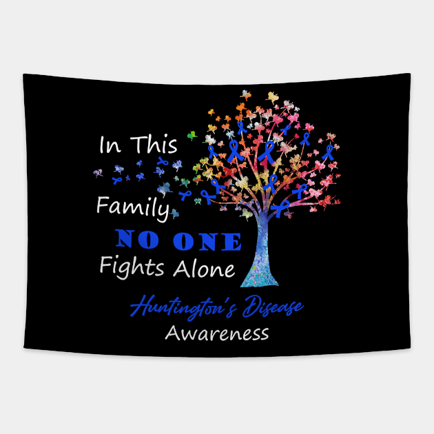 Huntington's Disease Awareness No One Fights Alone, Tree Ribbon Awareness Tapestry by DAN LE