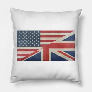 British and American flag combined Pillow