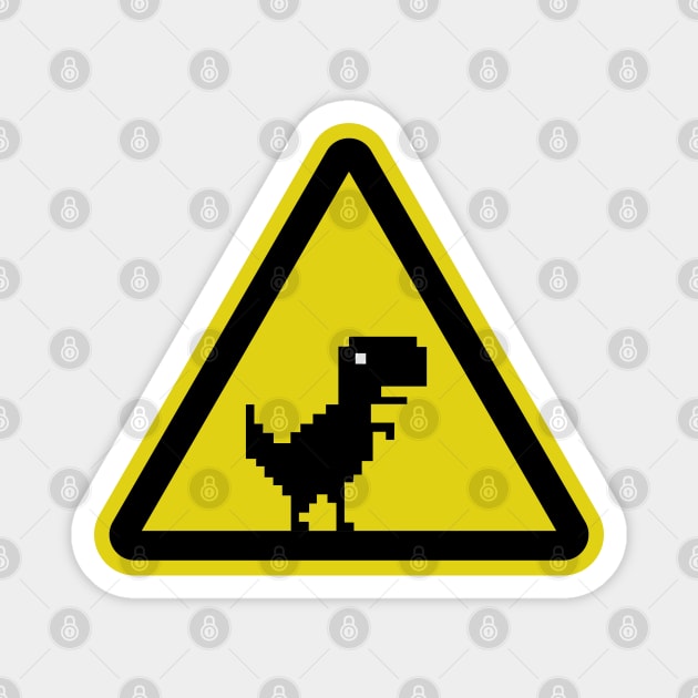 Caution Chrome T-Rex! Magnet by Srankez-Couron