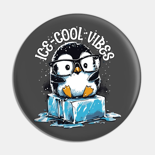 Nerdy Penguin, Ice-Cool Vibes Pin by coxemy