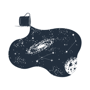 Creative Illustration. Double Exposure Effect. Camping Mug In Space T-Shirt