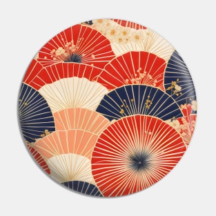 Traditional Japanese Kimono Pattern with Umbrellas Pin