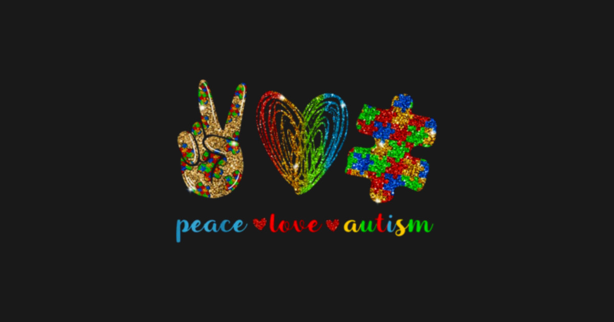 Download Peace Love Autism Awareness Puzzle Ribbon Gift Mens Women ...