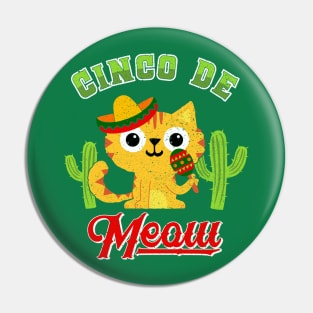 Cinco de Mayo Cat - Cinco de Meow -Funny Mexico Kids Pin