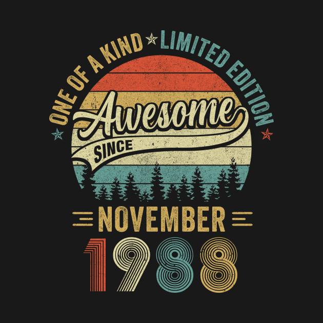 Discover November 1988 Vintage 35 Years Old Retro 35th Birthday - November 1988 Vintage 35 Years Old Retr - T-Shirt