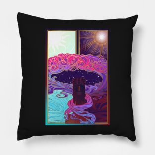 Tower of dreams at the edge of day and night. Concept art Pillow