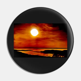 Sunset over the ocean oil painting style Pin