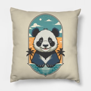 Cute Panda On Vacation Pillow