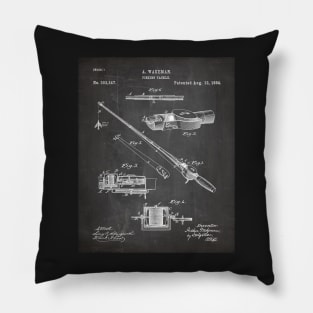 Fishing Rod Patent - Fishing Art - Black Chalkboard Pillow