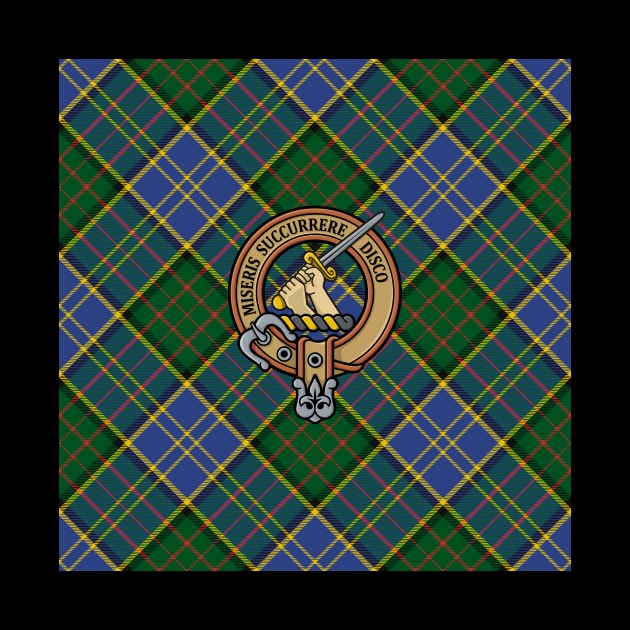 Clan MacMillan Crest over Hunting Tartan by sifis