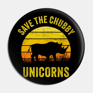 Save The Chubby Unicorns - Funny Rhino Silhouette Pin