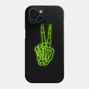 Neon Green Peace Sign Skeleton Hand Phone Case