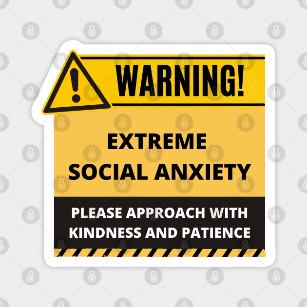 Funny Human Warning Label | Extreme Social Anxiety | Mential Health Sayings | Social Warnings Magnet by mschubbybunny