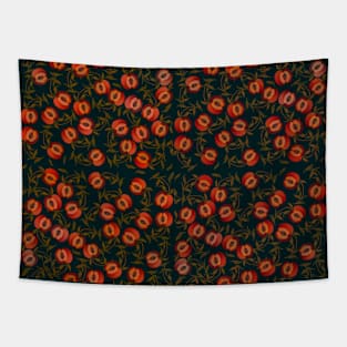 Autumn seamless pattern with peaches and leaves Tapestry