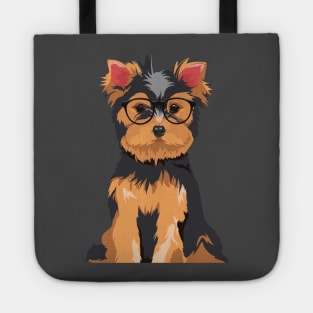 Cute Hipster Little Yorkshire Terrier T-Shirt for Dog Lovers Tote