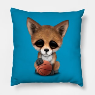 Cute Baby Fox Playing With Basketball Pillow