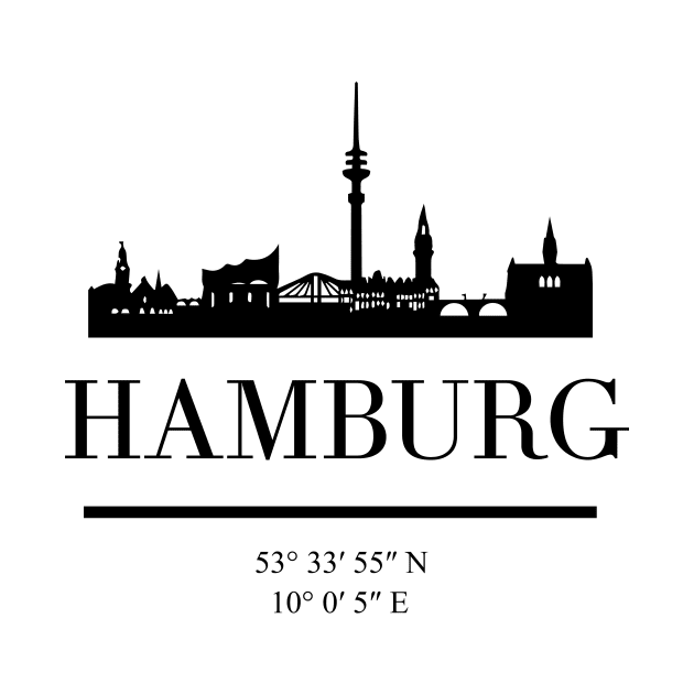 HAMBURG GERMANY BLACK SILHOUETTE SKYLINE ART by deificusArt