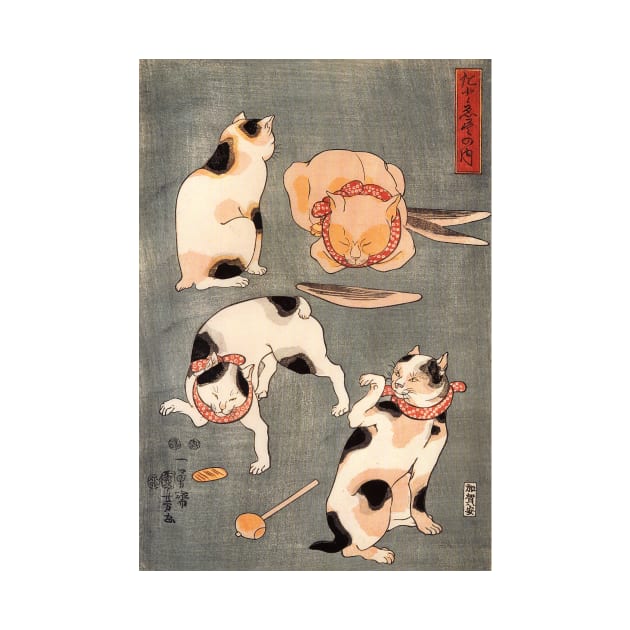 Kuniyoshi Utagawa Four Cats In Different Poses 1830 by LittleBean