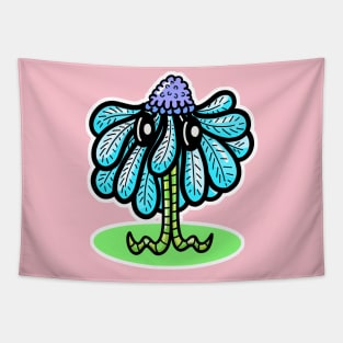 Pretty Blue Flower Cartoon Character Tapestry