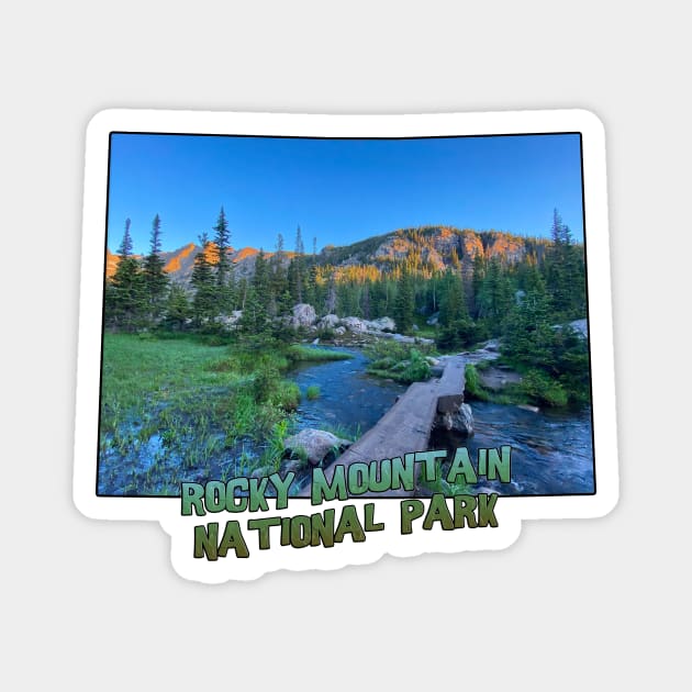 Colorado State Outline (Rocky Mountain National Park) Magnet by gorff