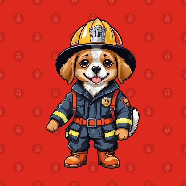 A Cute Firefighter Dog by Leon Star Shop