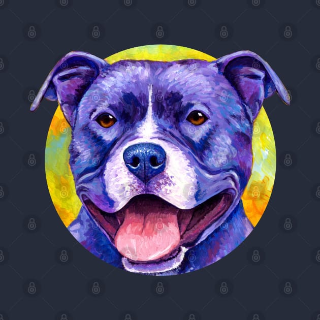 Peppy Purple Pitbull Terrier Dog by rebeccawangart