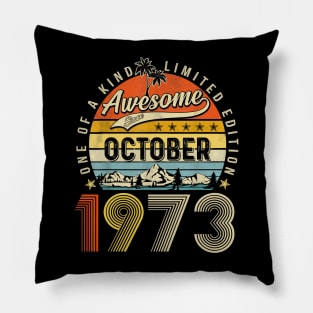 Awesome Since October 1973 Vintage 50th Birthday Pillow