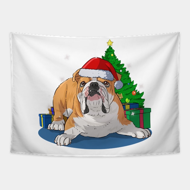 English Bulldog Merry Christmas Tapestry by Noseking