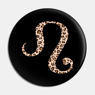 Leo Zodiac Horoscope Symbol in Leopard Print Pin