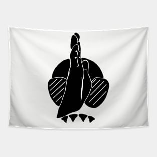 Black hand signal for shark, scuba diver design Tapestry