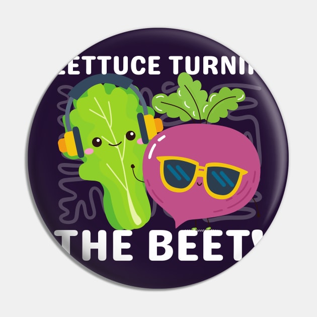 Funny Lettuce Turnip The Beat Vegetable Food Music Pun Cute Pin by NearlyNow