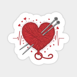 Knitting Heartbeat Magnet