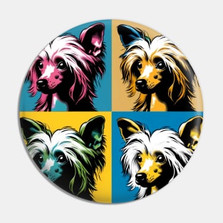 Pop Retro Art Chinese Crested - Cute Puppy Pin